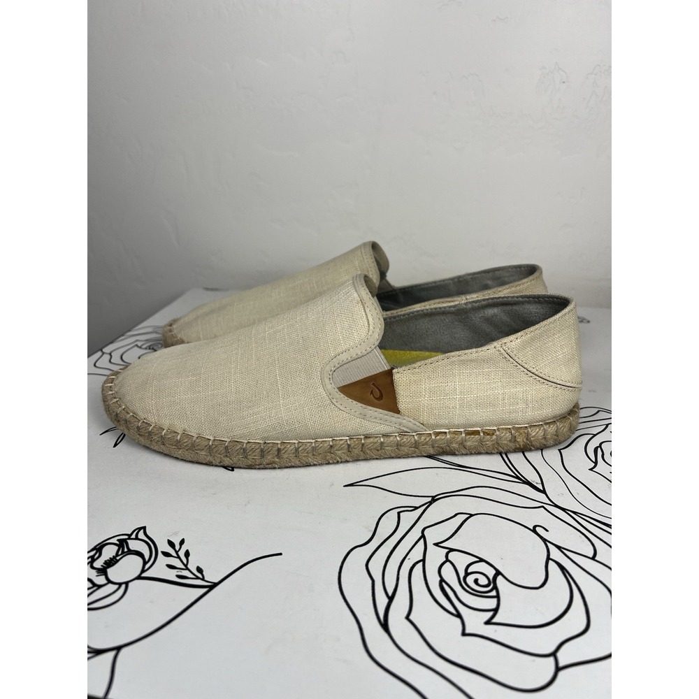 OluKai Shoes Kaula Pa'a Kapa Espadrille Tan Beige Women's Size 10
